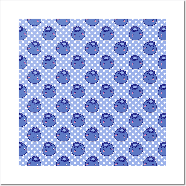 Kawaii Blueberry Pattern Wall Art by saradaboru